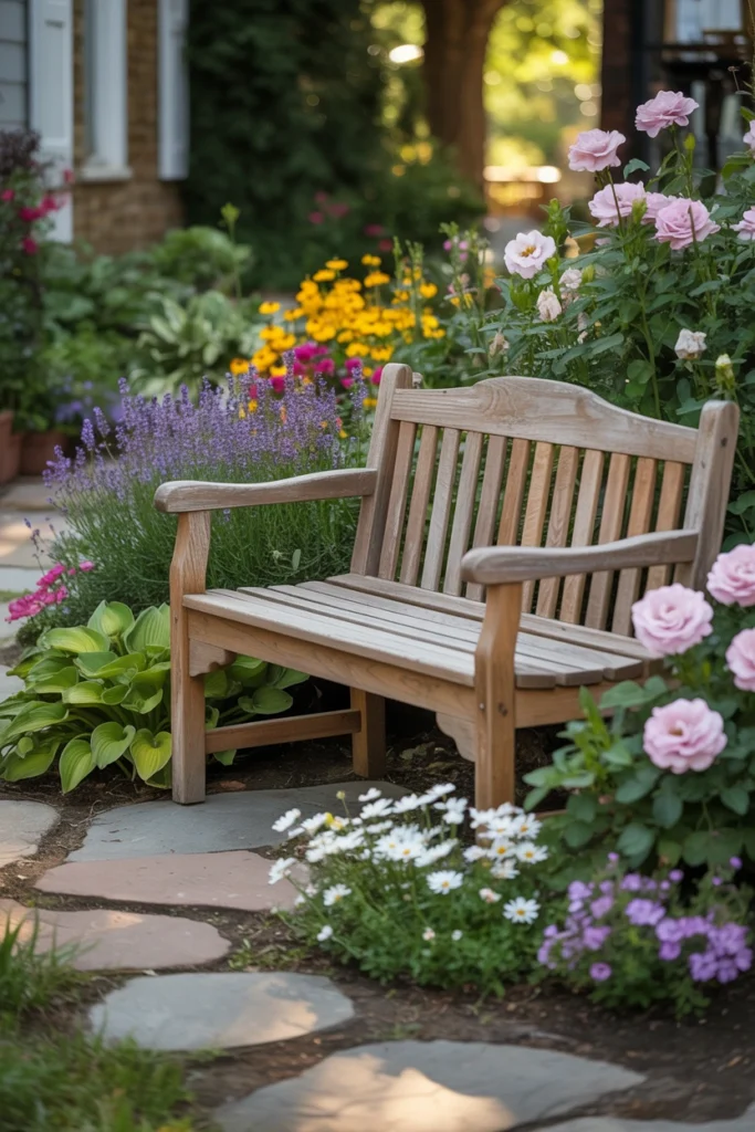 Front Yard Garden With Bench