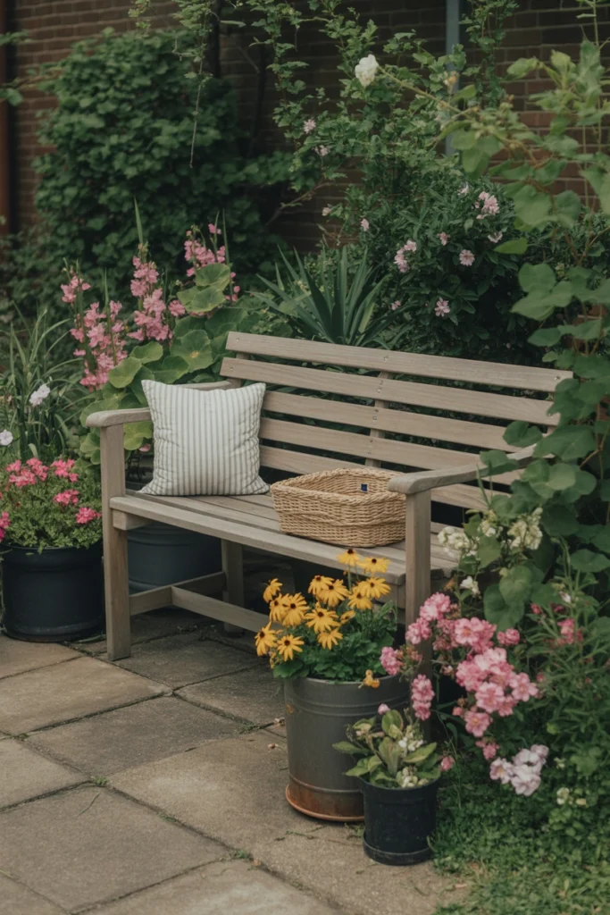 Garden Bench With Flowers