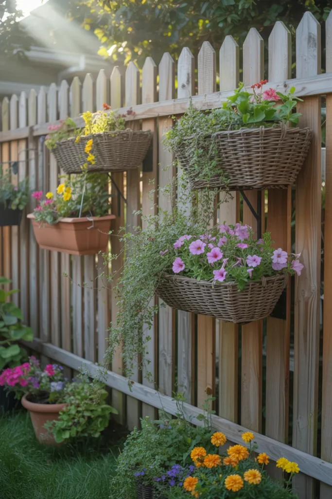 Garden Fence With Hanging Planters