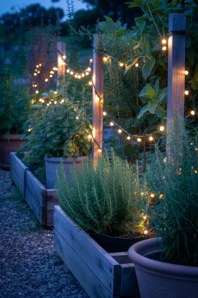 Herb Garden With Fairy Lights