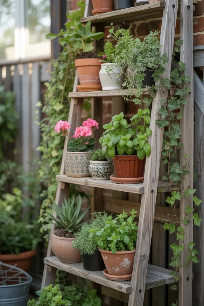 Ladder Shelf Container Garden