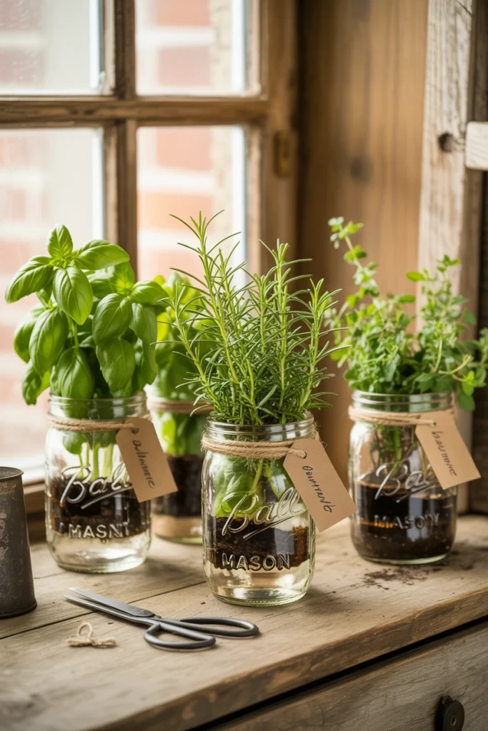 Mason Jar Herb Garden