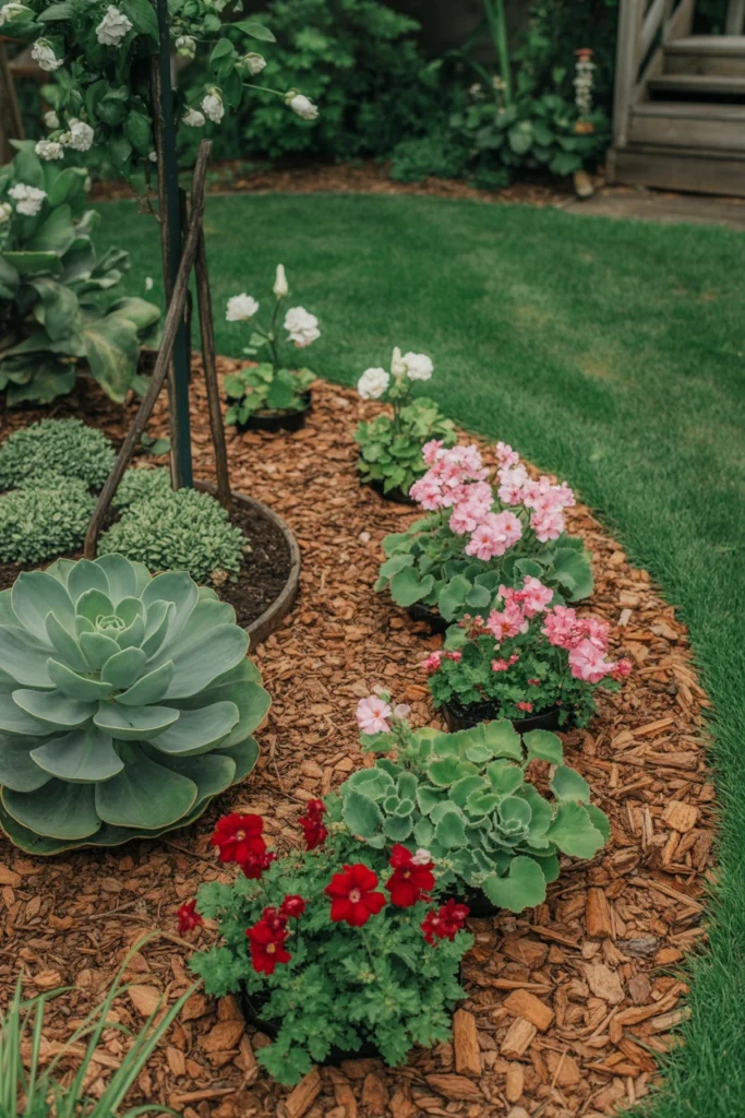 Mulch Covered Flower Beds