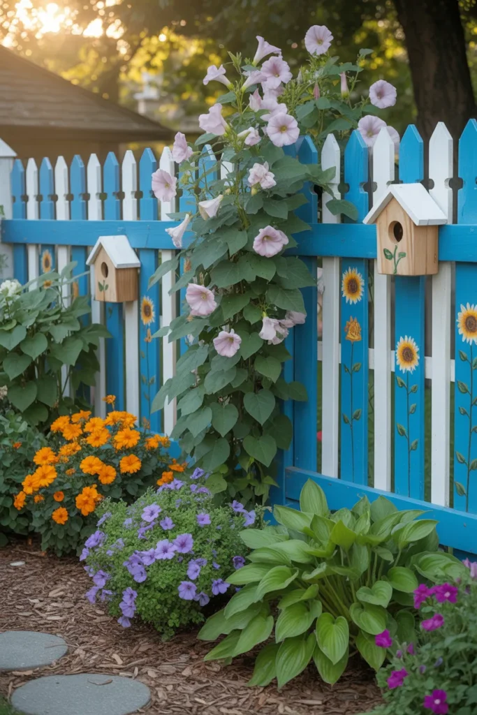 Painted Colorful Garden Fence