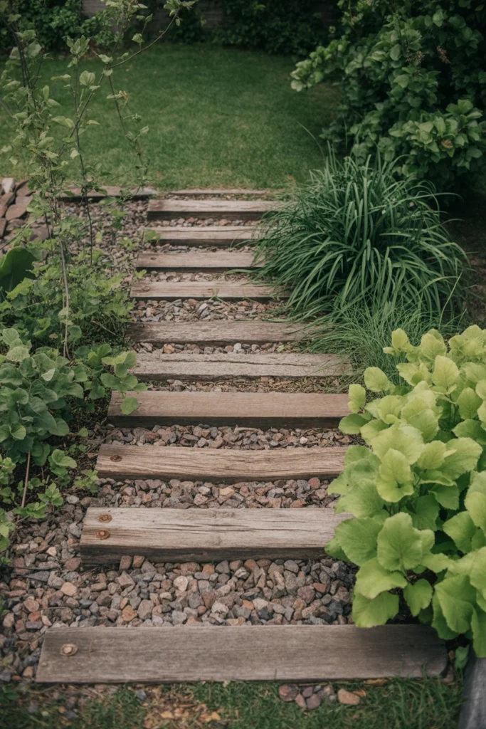 Railroad Tie Garden Path