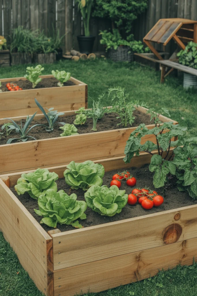 Raised Wooden Vegetable Beds