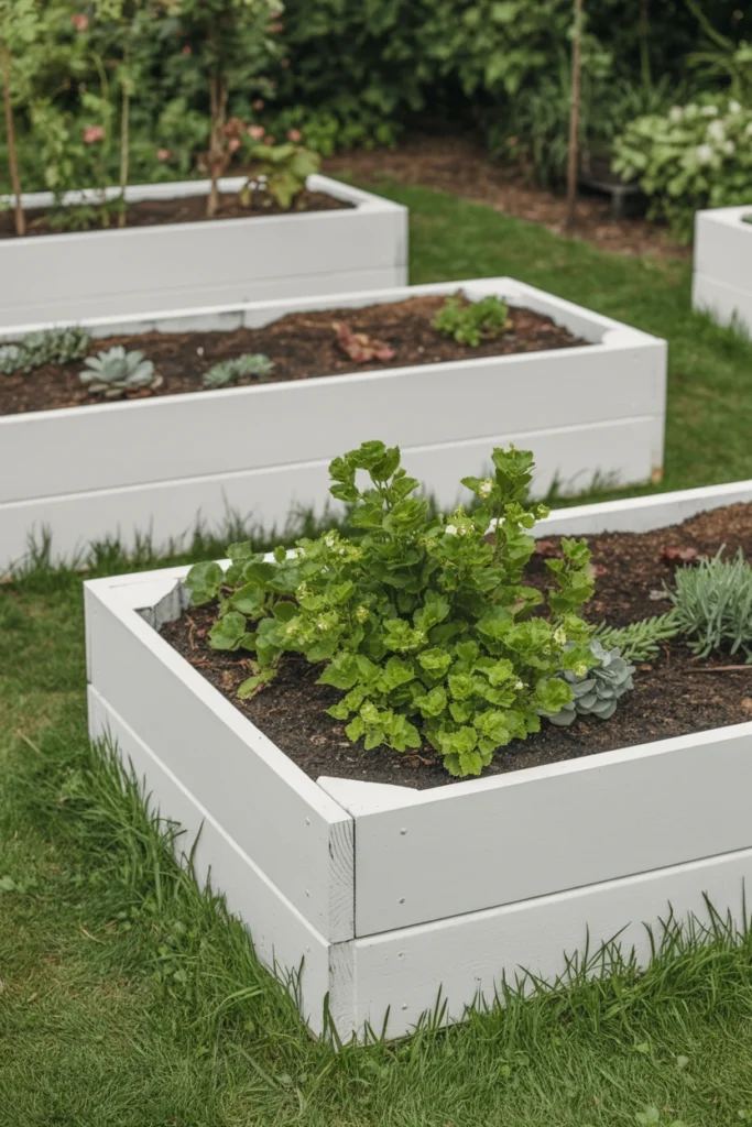 White Painted Raised Beds