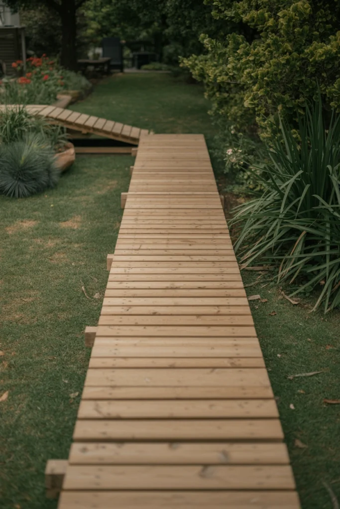 Wooden Boardwalk Garden Path