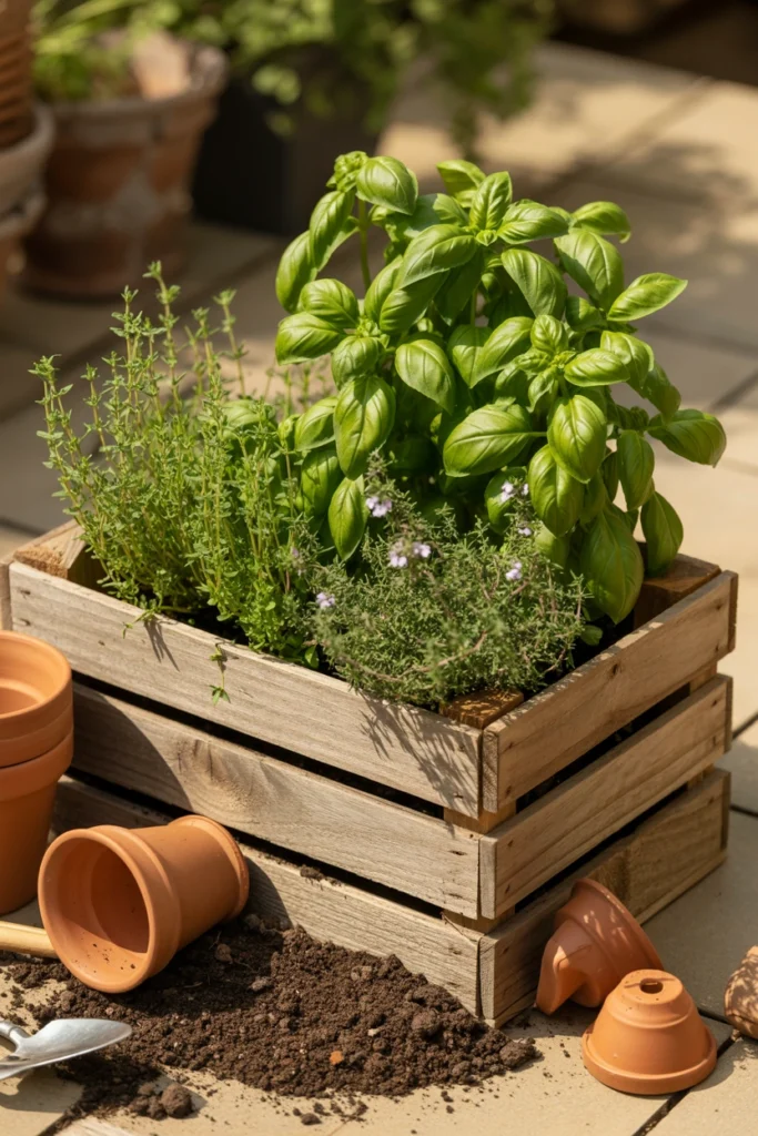 Wooden Crate Herb Garden