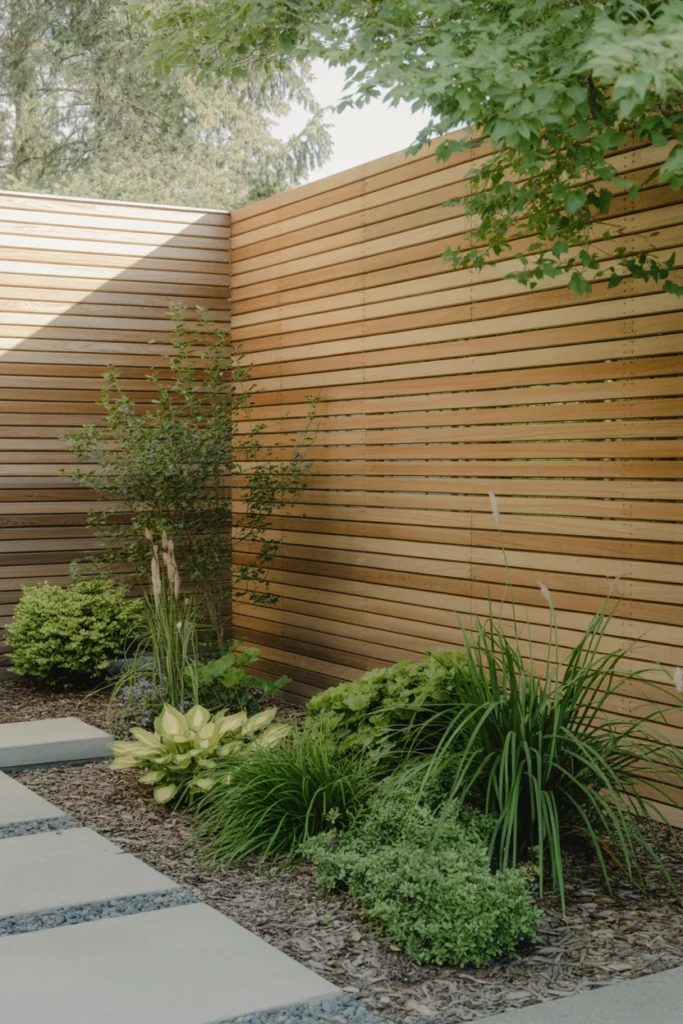 Wooden Slat Privacy Wall