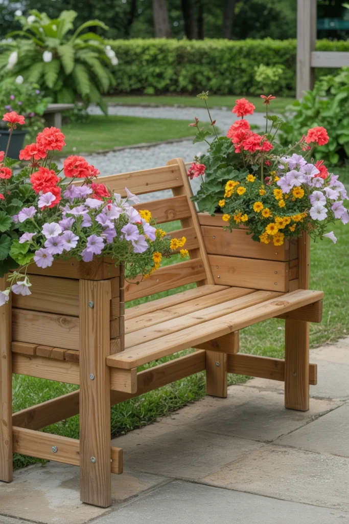 Bench With Built-In Planters