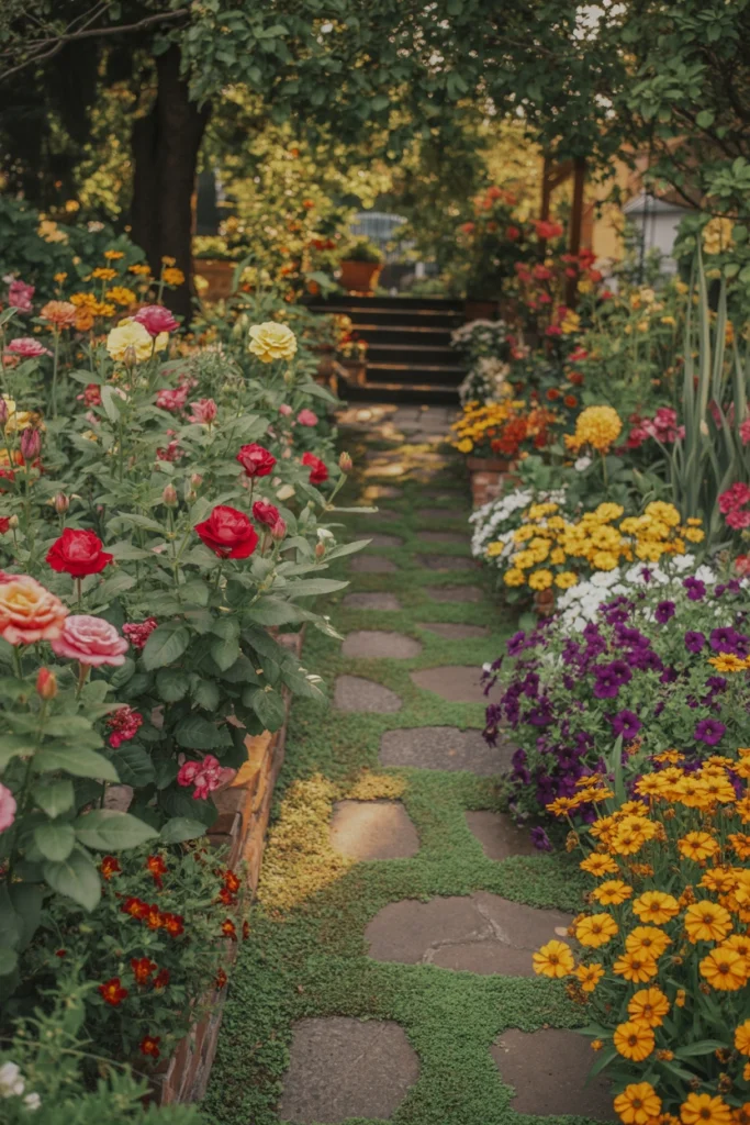 Colorful Flower Border Garden