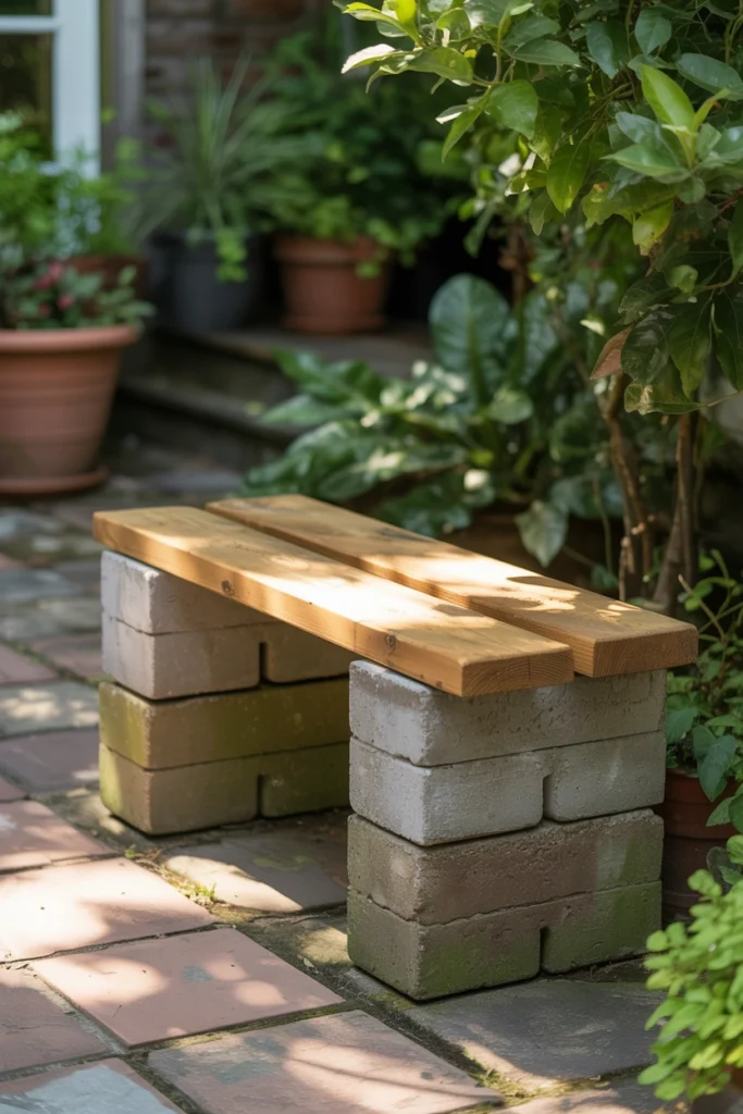 Concrete Block Bench