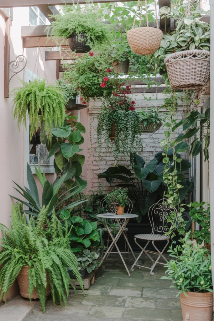 Courtyard Garden With Hanging Plants