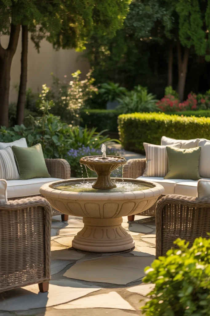 Garden Seating With Water Feature
