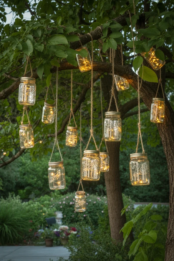 Hanging Fairy Light Jars
