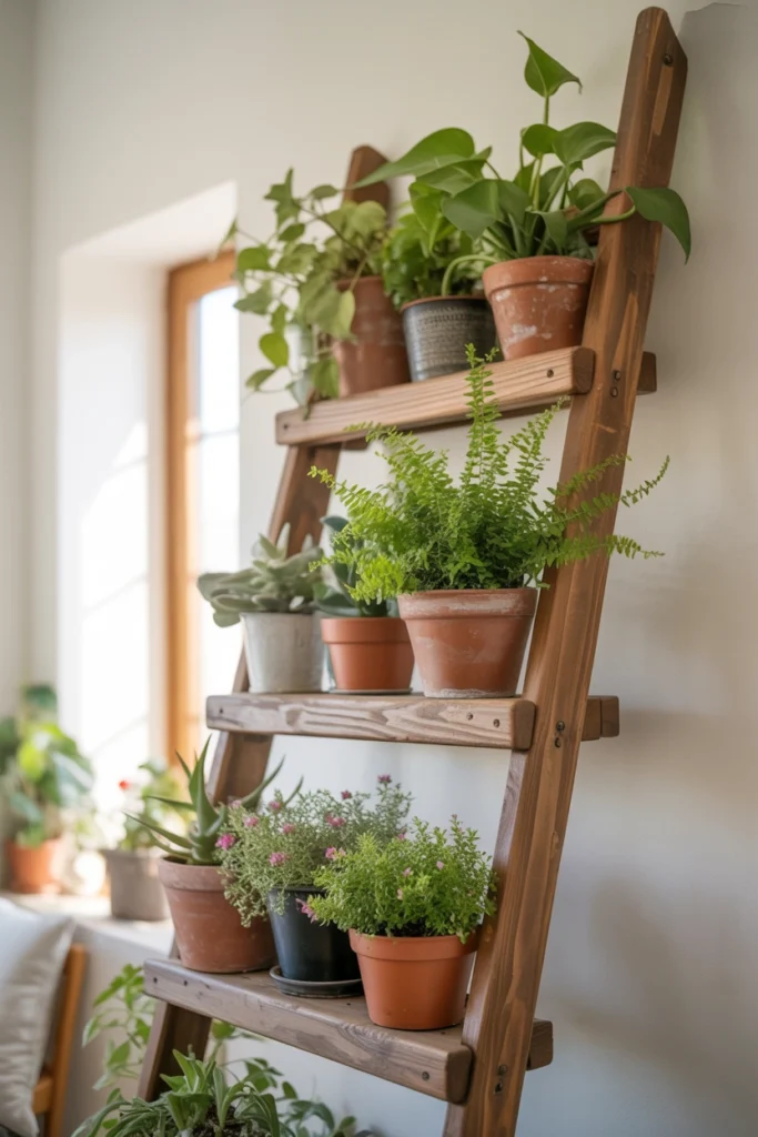 Ladder Shelf Plant Display