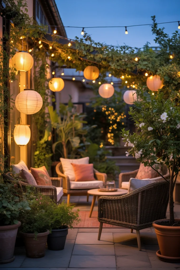 Patio Garden With Lanterns