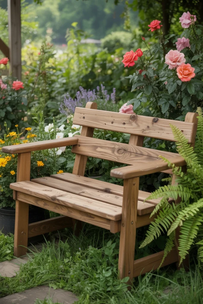 Rustic Wooden Garden Bench