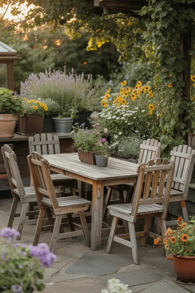 Rustic Wooden Seating Garden