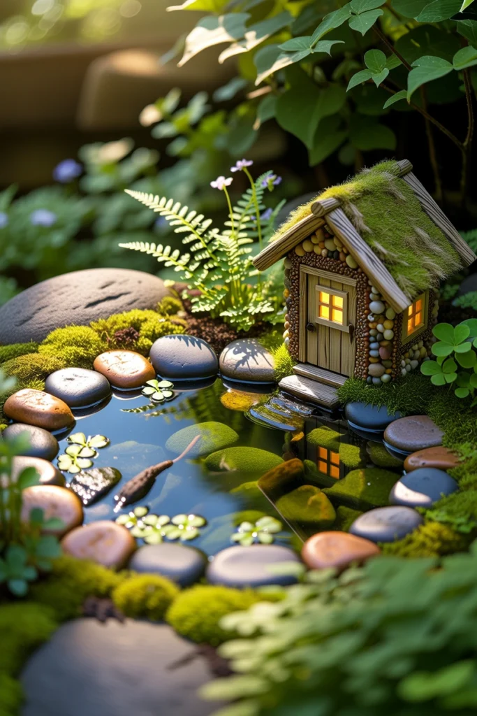 Fairy Garden With Tiny Pond