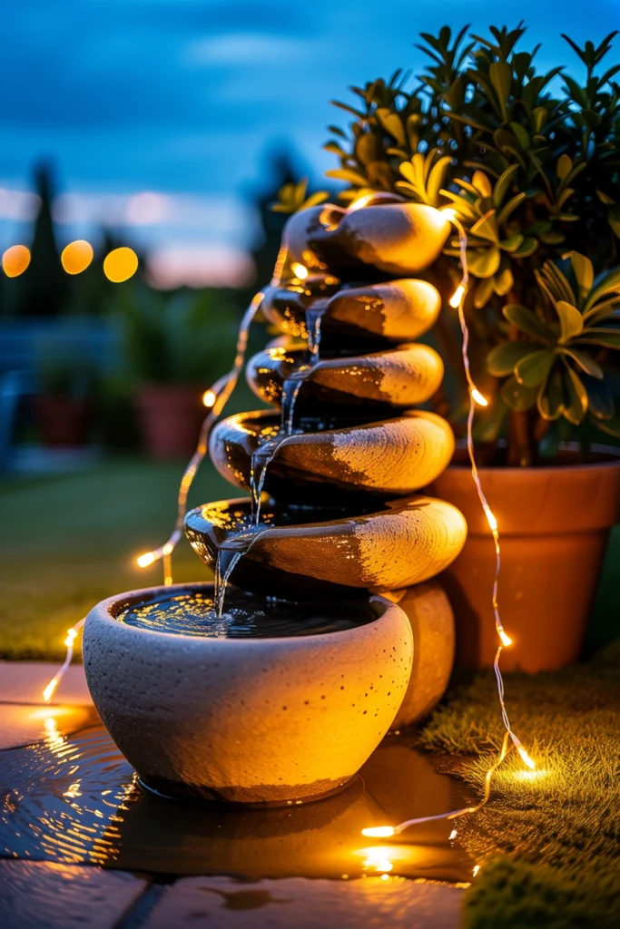 Fairy Light Fountain Garden
