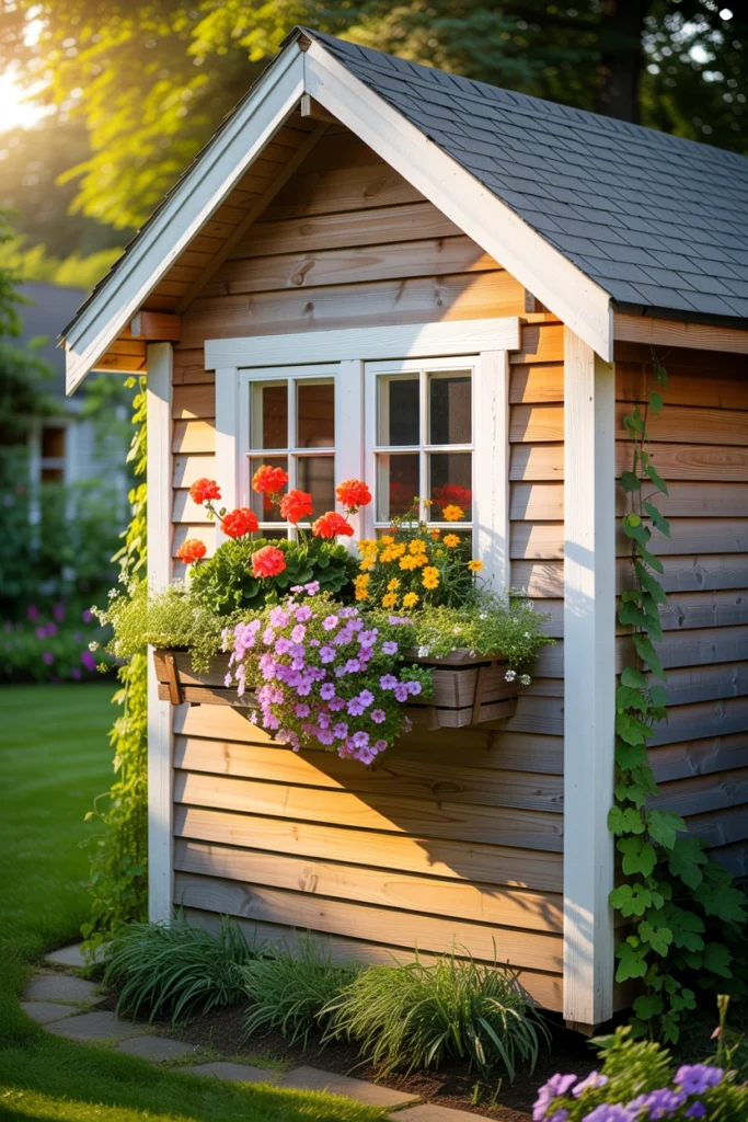 Garden Shed With Window Boxes