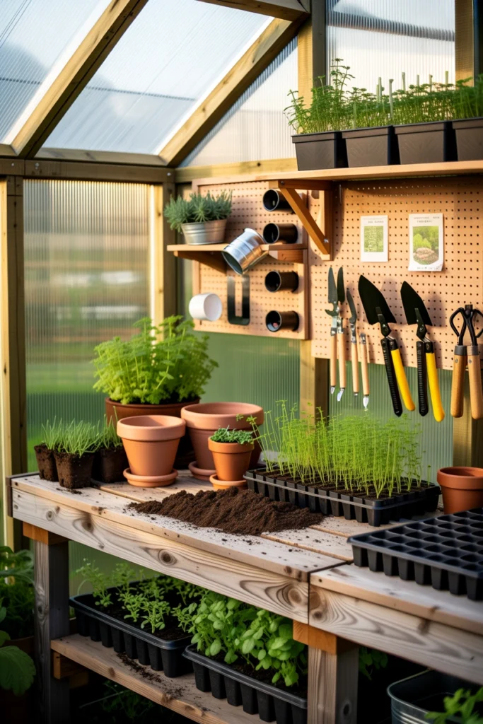 Greenhouse With Potting Bench