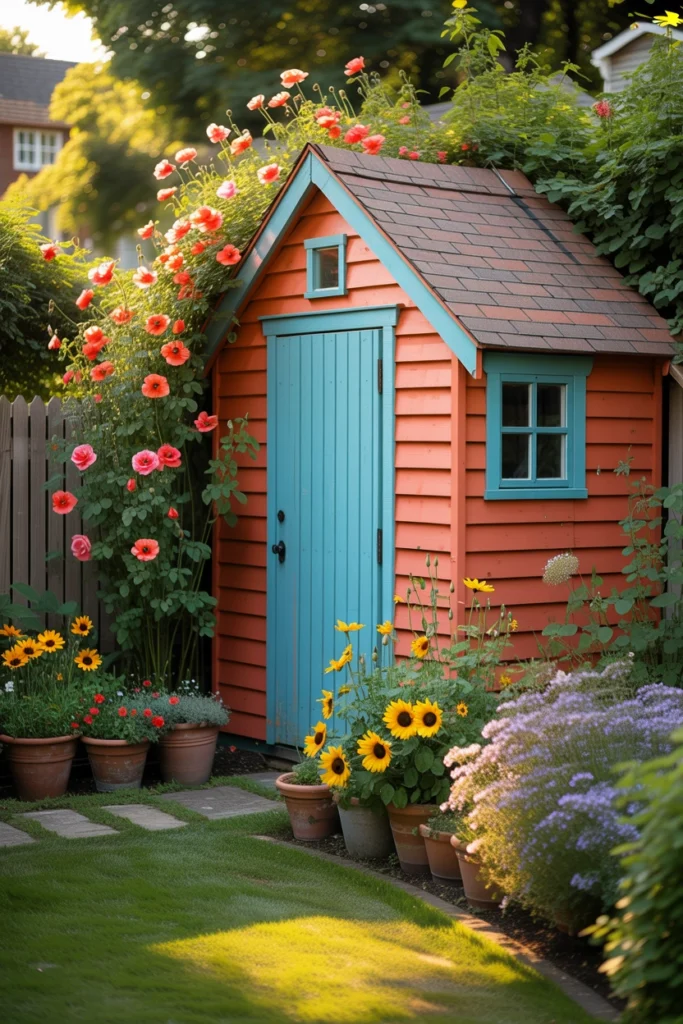 Painted Colorful Garden Shed