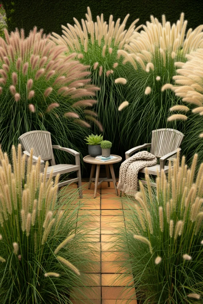 Privacy Garden With Ornamental Grasses