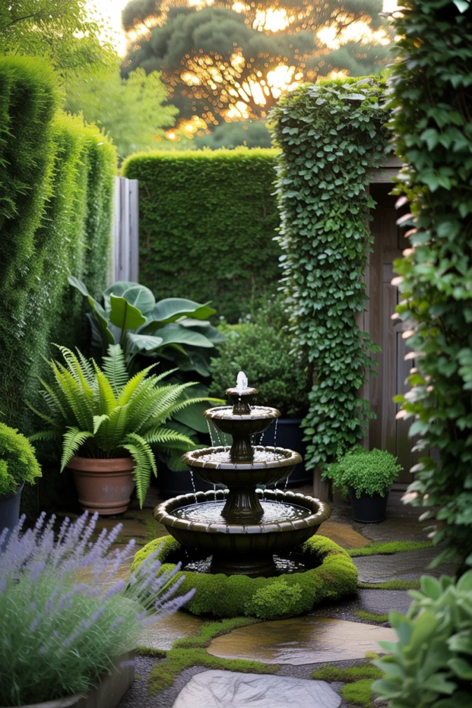 Privacy Garden With Water Fountain
