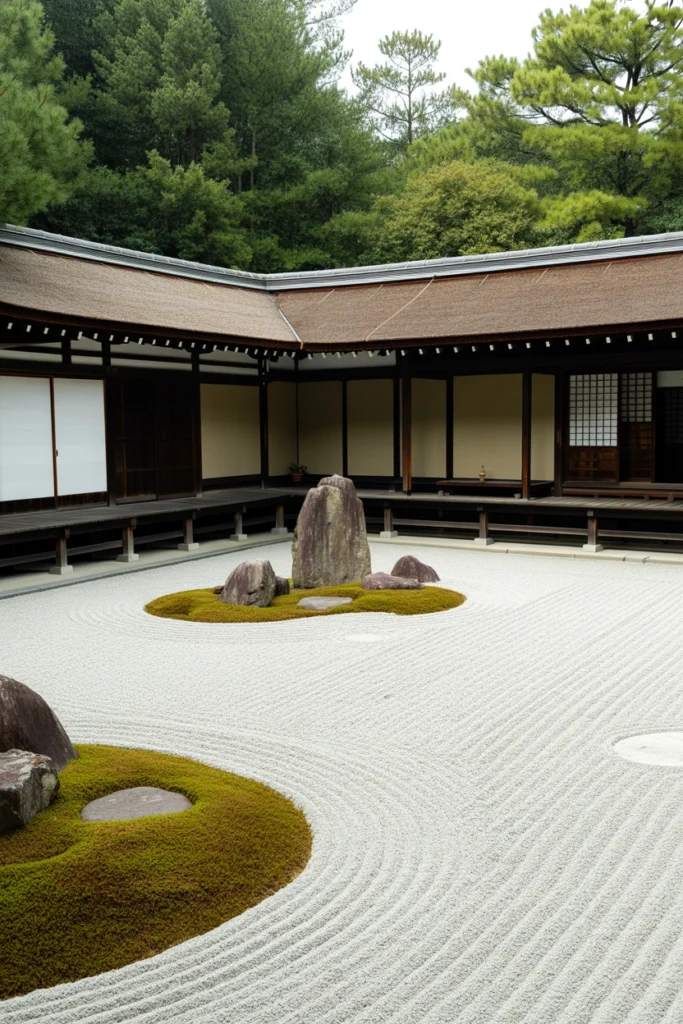 Traditional Raked Gravel Zen Garden