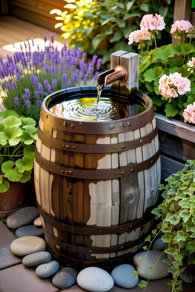 Wine Barrel Water Feature