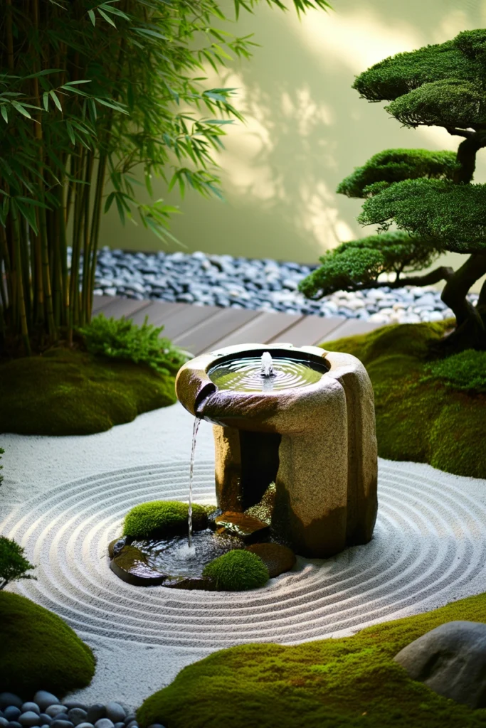 Zen Garden With Water Fountain
